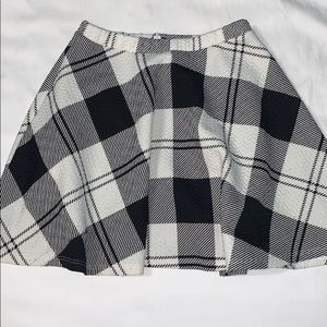 Black and White Plaid Skater Skirt
